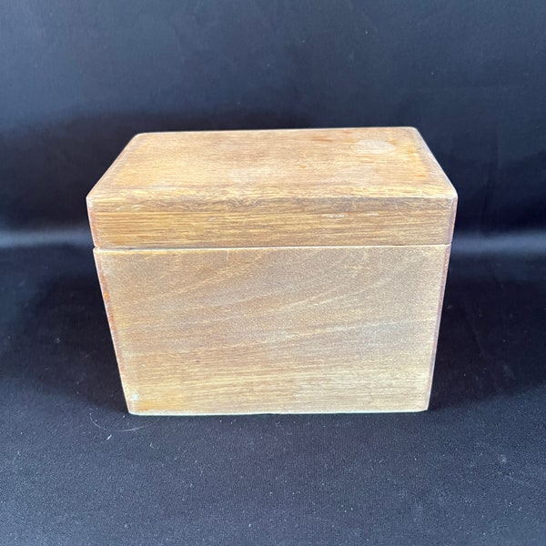 Wood File Index Box, Hinged Wood Box, Wood Box will Hold Index Cards, Inside Box Holds 3" X 5" Cards, Standard Specialty Co.