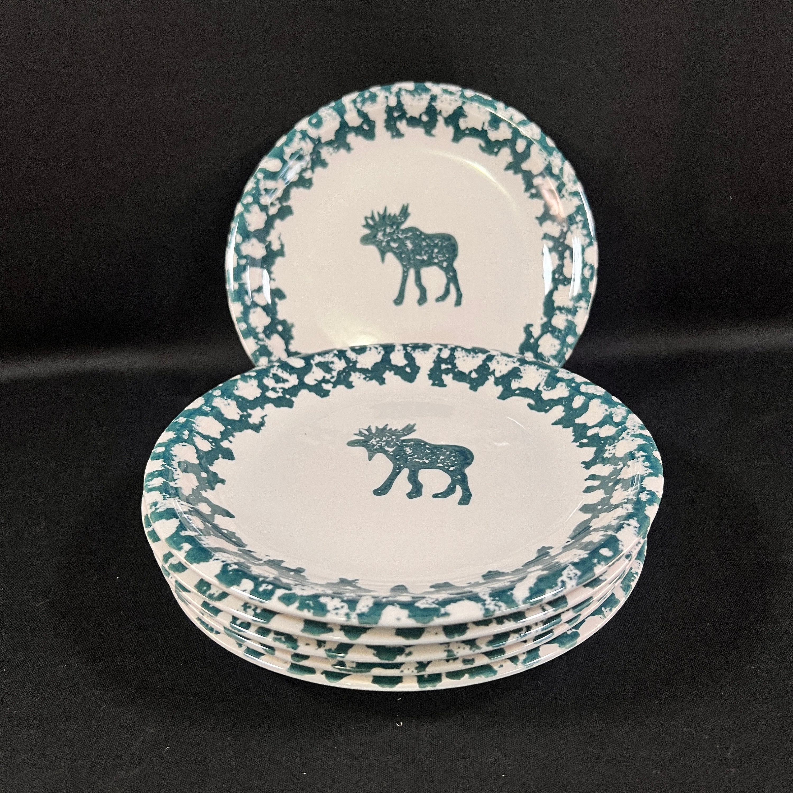 Dessert/salad Folk Craft Moose Country Plates, Oven to Table