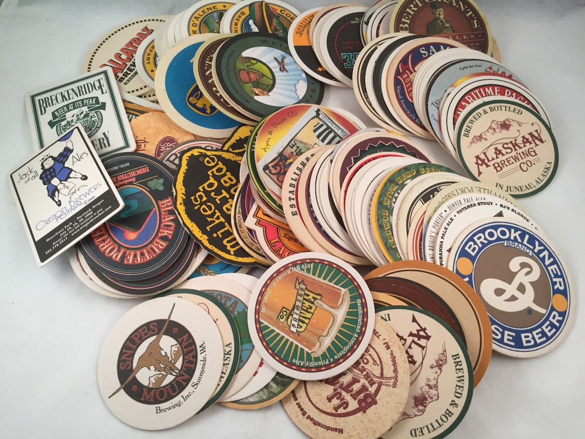 Set of 128 Cardboard Drink/Bar Coasters A Great Variety of Etsy