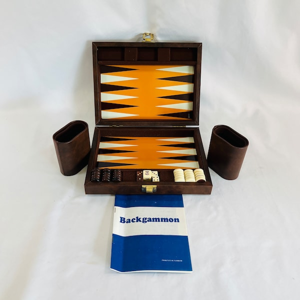 Vintage Magnetic Backgammon Game Set, Compact Travel Games, Magnetic Backgammon Travel Set