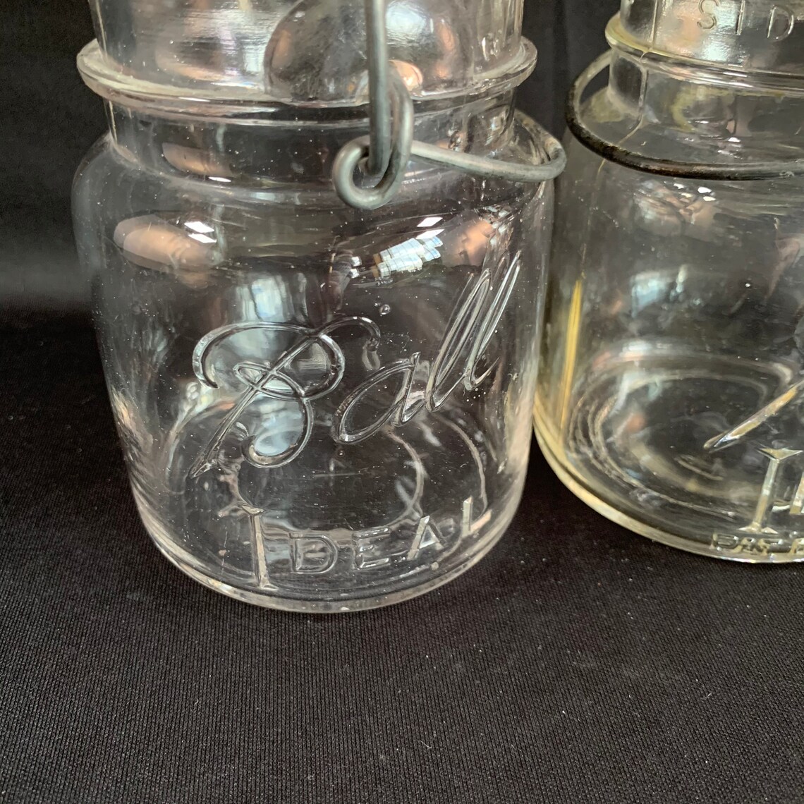 2 Vintage Ball Clamp Lid Mason Jars With Glass Lids Original Etsy
