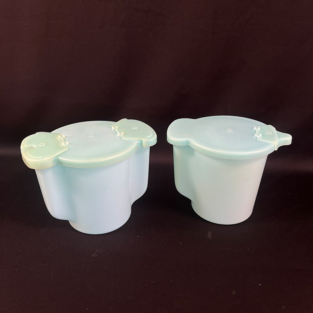 Tupperware Pastel Blue Cream and Sugar Set, Retro 1970's Tupperware