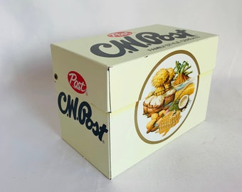 Vintage C.W. Post Metal Recipe Box in Good Rustic Condition a Nice Collector Piece