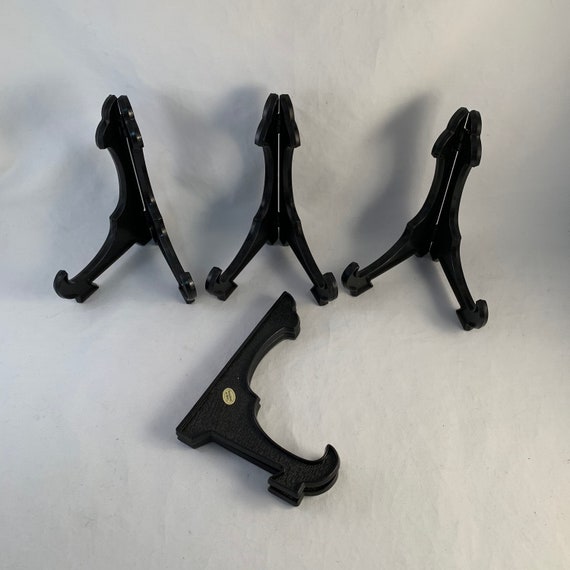 Set of 4 Plastic Black Picture Stands Hinged Stands 4 Total 