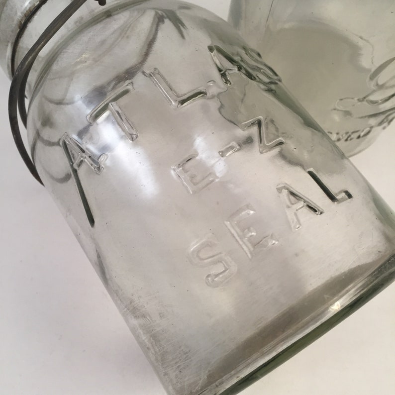 2 Vintage Mason Jars Without Lids Large Size Atlas EZ Seal Etsy