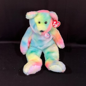 2000 Large Plush Happy Birthday Ty Dye Beanie Buddies Collection, Rare Happy Birthday Ty Beanie Buddy, Ty Plush Toys Collection