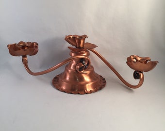 Gregorian Beautiful Copper Candle Holder, Rose Petal Design Candle Holder, 3 Holders, Gregorian Copper Made in USA