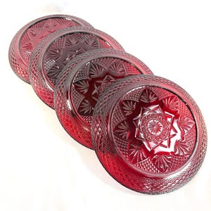 4 Vintage Cristal D'Arques Durand 10" Dinner Plates, Ruby Red Glass, Great for Special Occasions or Everyday Use, All in Great Condition