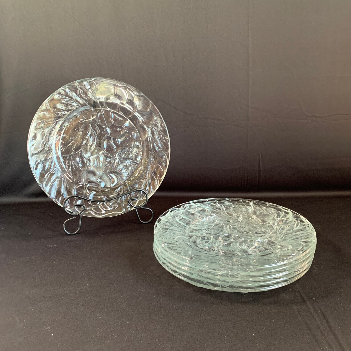 Set of 6 KIG Indonesia Glass Fruit Embossed Dinner Plates Etsy