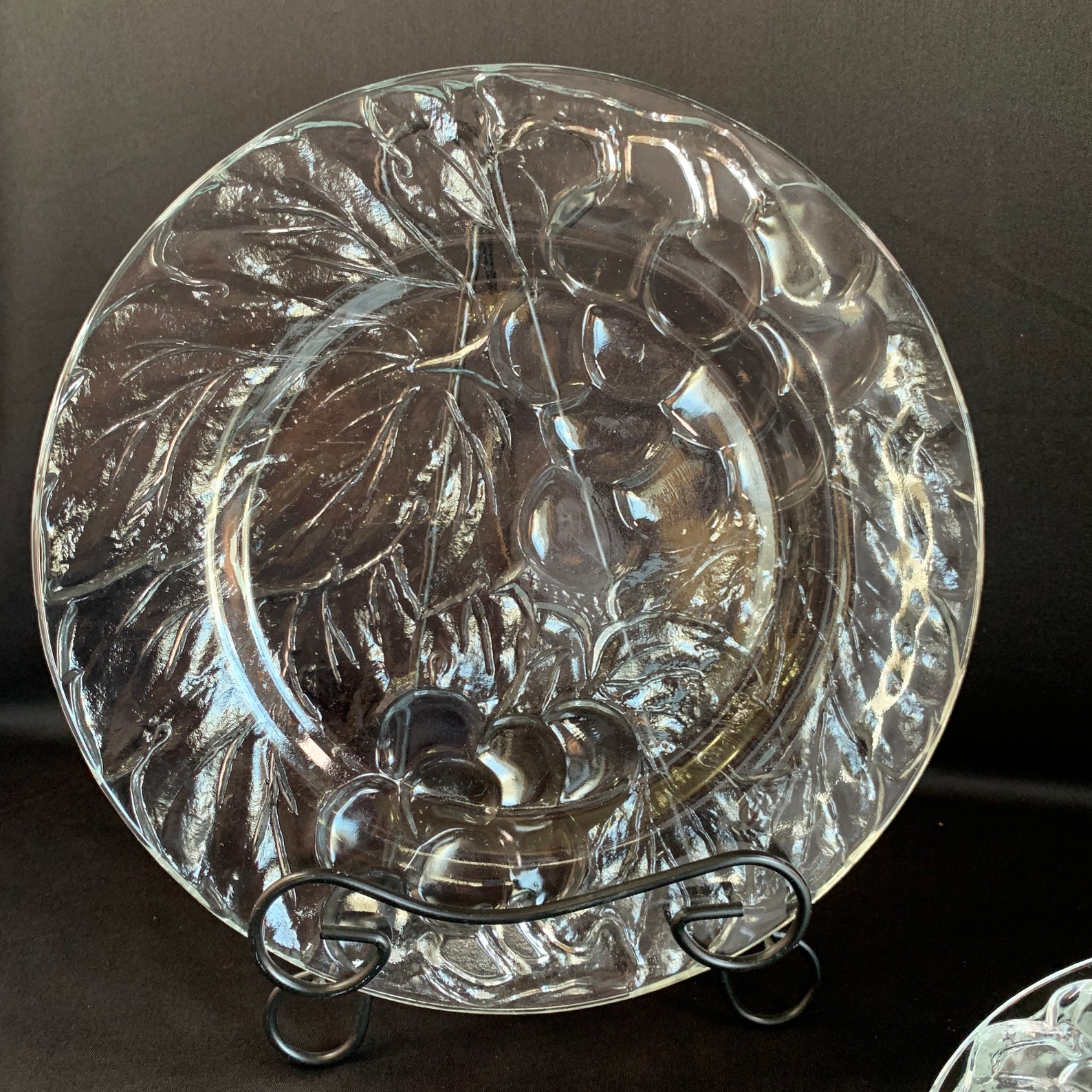 Set of 6 KIG Indonesia Glass Fruit Embossed Dinner Plates Etsy