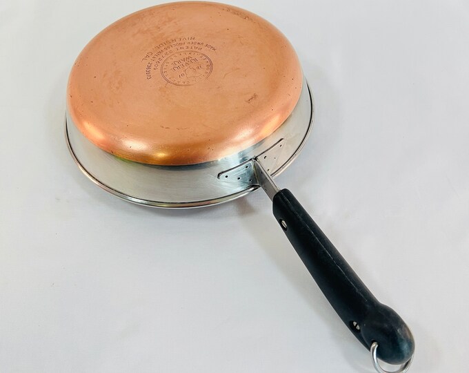 8 Copper Bottoms Revere Ware Fry Pan, Copper Clad Revere Ware Pan Made