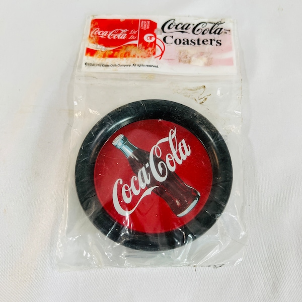 Coasters New/Vintage Set of 6 Coca Cola Tin Coaster, 6 Different Images of Coca Cola Art, In original Packaging Never Used