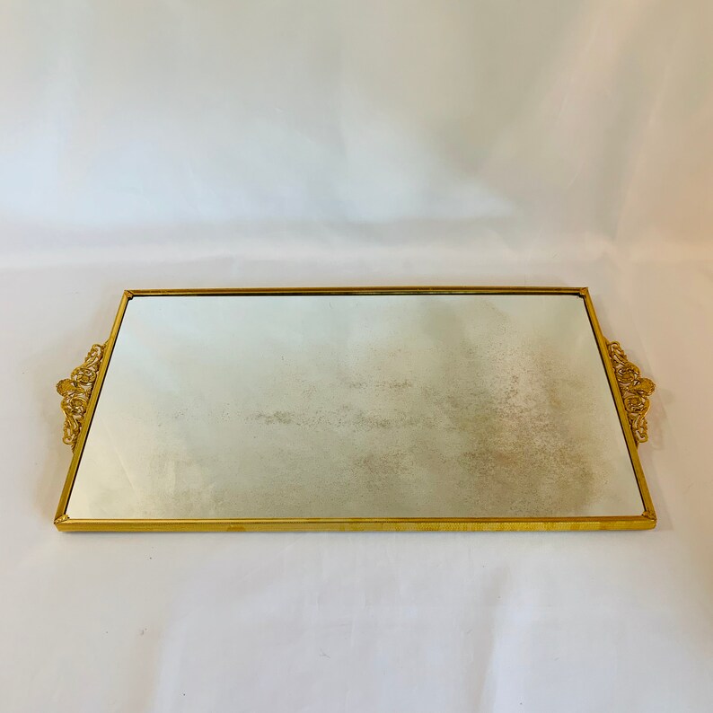 Vintage Large Dresser Top Mirror Tray Oblong 18 X Etsy