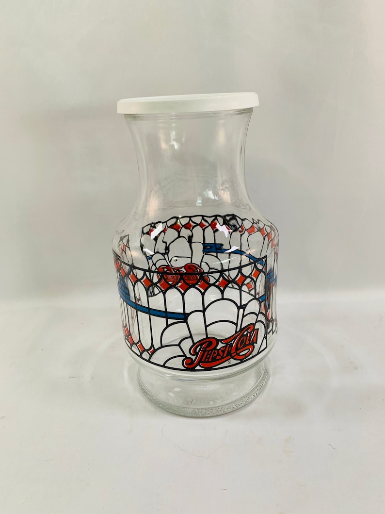 Bright Colors Throughout Pepsi-Cola Design on One Both Sides Classic Pepsi-Cola Juice PitcherCarafe Holds 2 Quarts