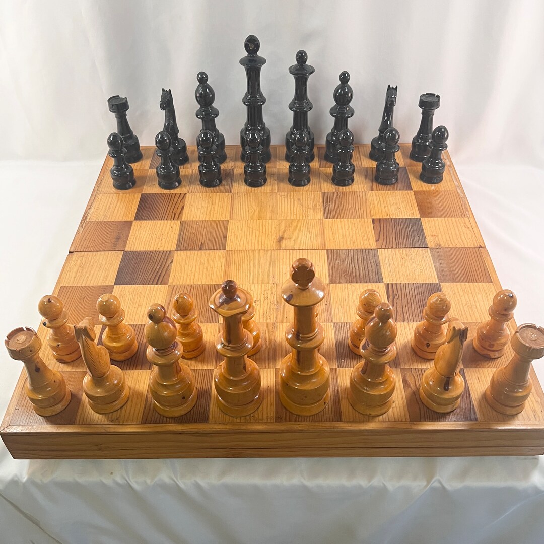 Extra Large Chess Set All Wood Board With Large Wood Chess Etsy