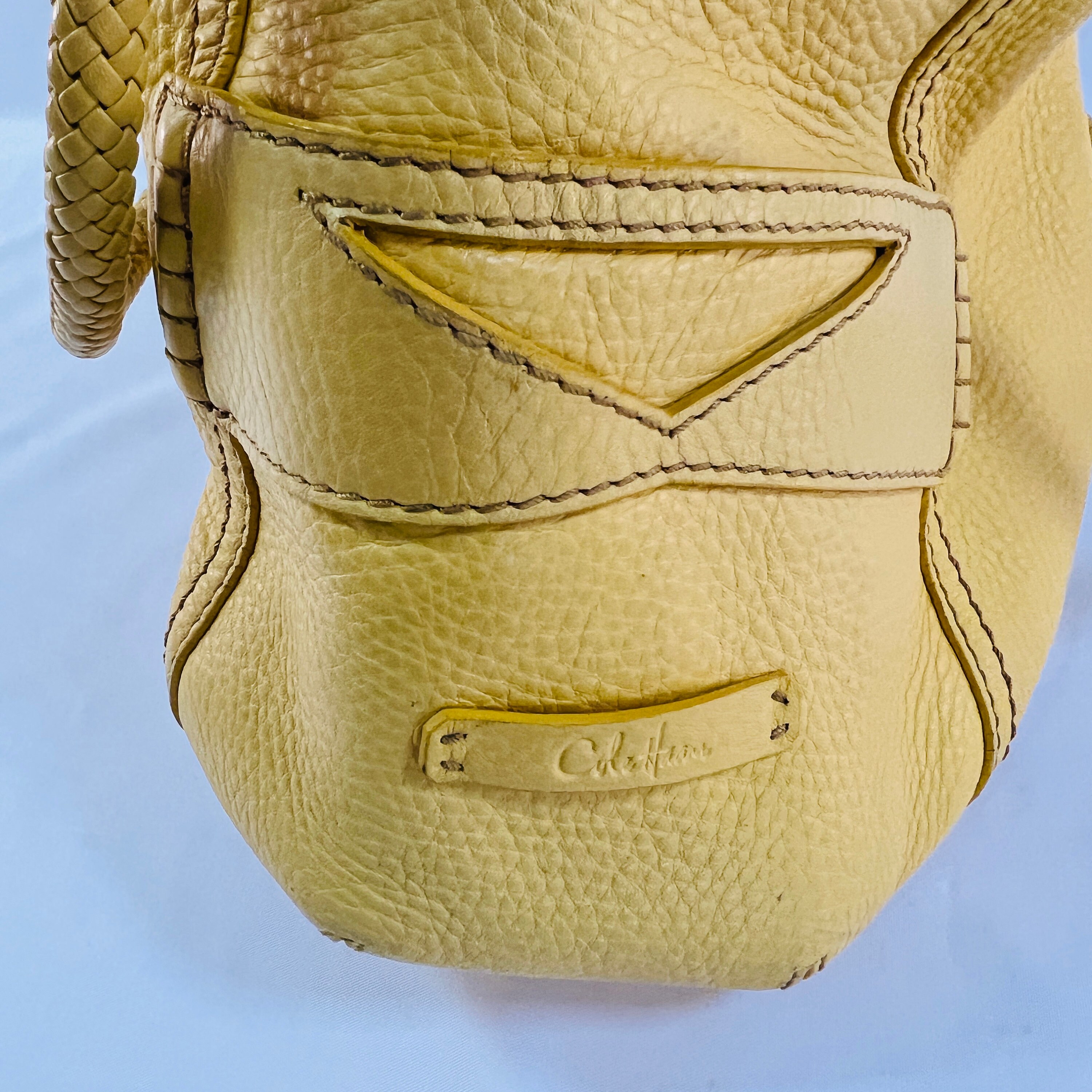 Cole Haan Yellow Leather Handbag With Drawstring Braided Handle Roomy Inside With Multiple Pockets Good Used Condition Nice Vintage Bag Etsy Ireland