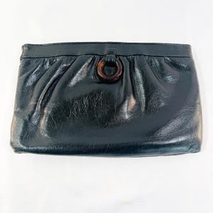 JR Florida USA Leather Clutch Black Pull Envelope Purse, Great Vintage Condition