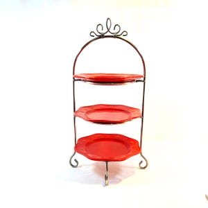 Heavy Metal Plate Stand, Holds 3 Plates, Buffet Style Display Stand, Weddings, Cup Cakes/Cookies, Holds up to 8-1/2&quot; Plates as Pictured