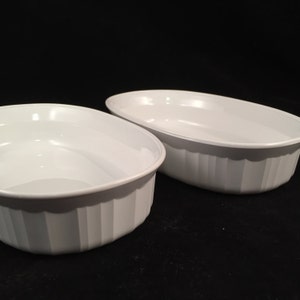 Set of French White Corning Ware Dishes, F-15-B, Great Condition, No Chips or Cracks, Very Clean image 4