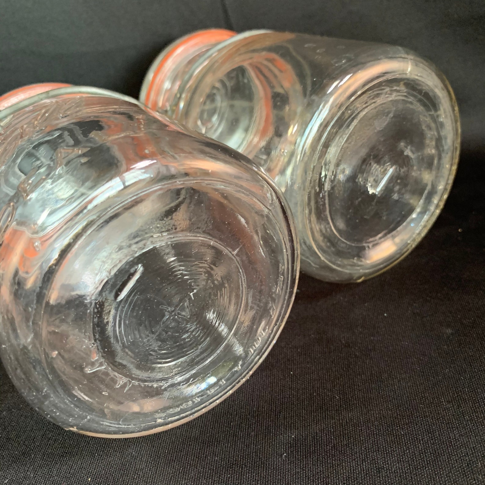 2 Vintage Ball Clamp Lid Mason Jars With Glass Lids Original Etsy