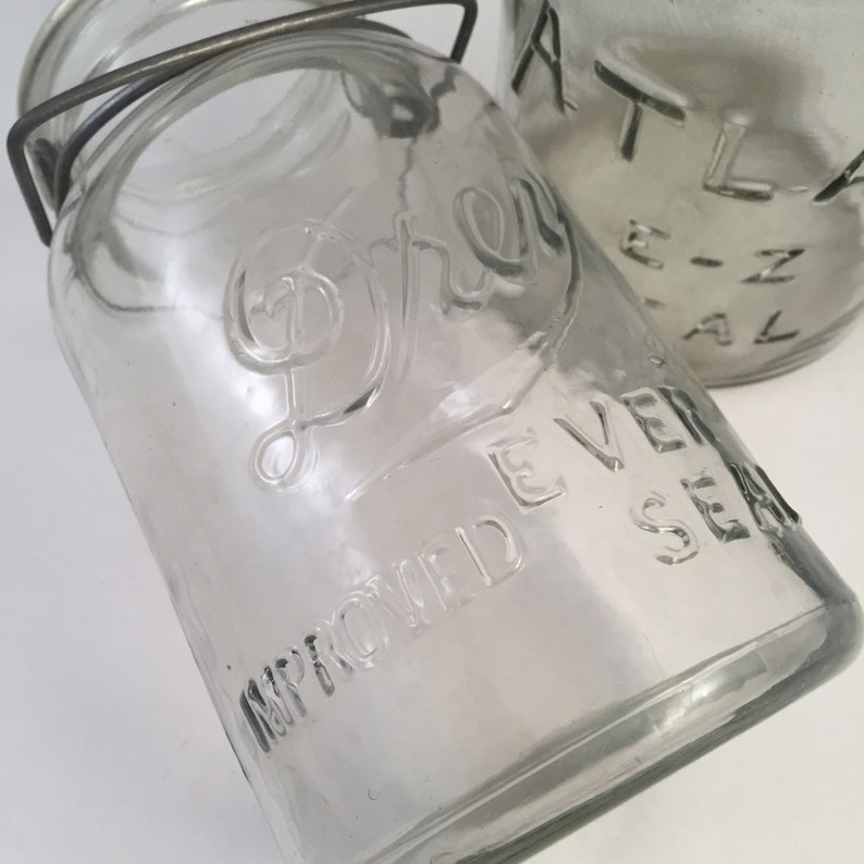 2 Vintage Mason Jars Without Lids Large Size Atlas EZ Seal Etsy