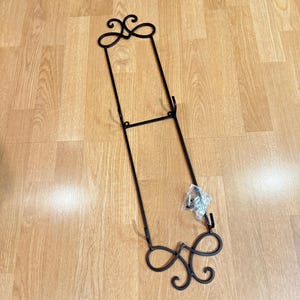 2 Plate Black Metal Vertical Wall Mount Plate Holder, Holds 2 Plates, Wall Mount Rack, 28-3/4&quot; Tall X 5-1/2&quot; Wide Shelves, Screws Included.