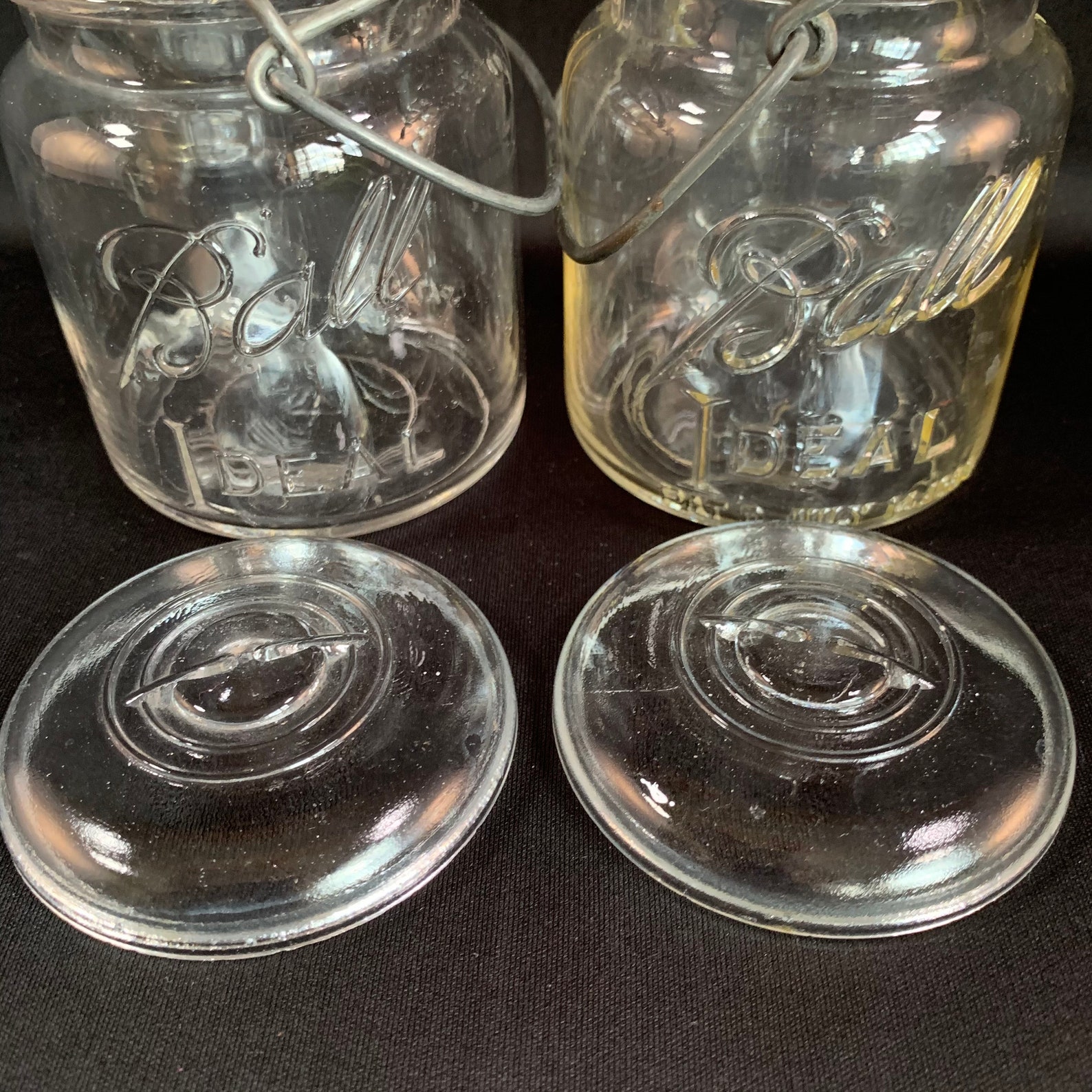 2 Vintage Ball Clamp Lid Mason Jars with Glass Lids Original Etsy