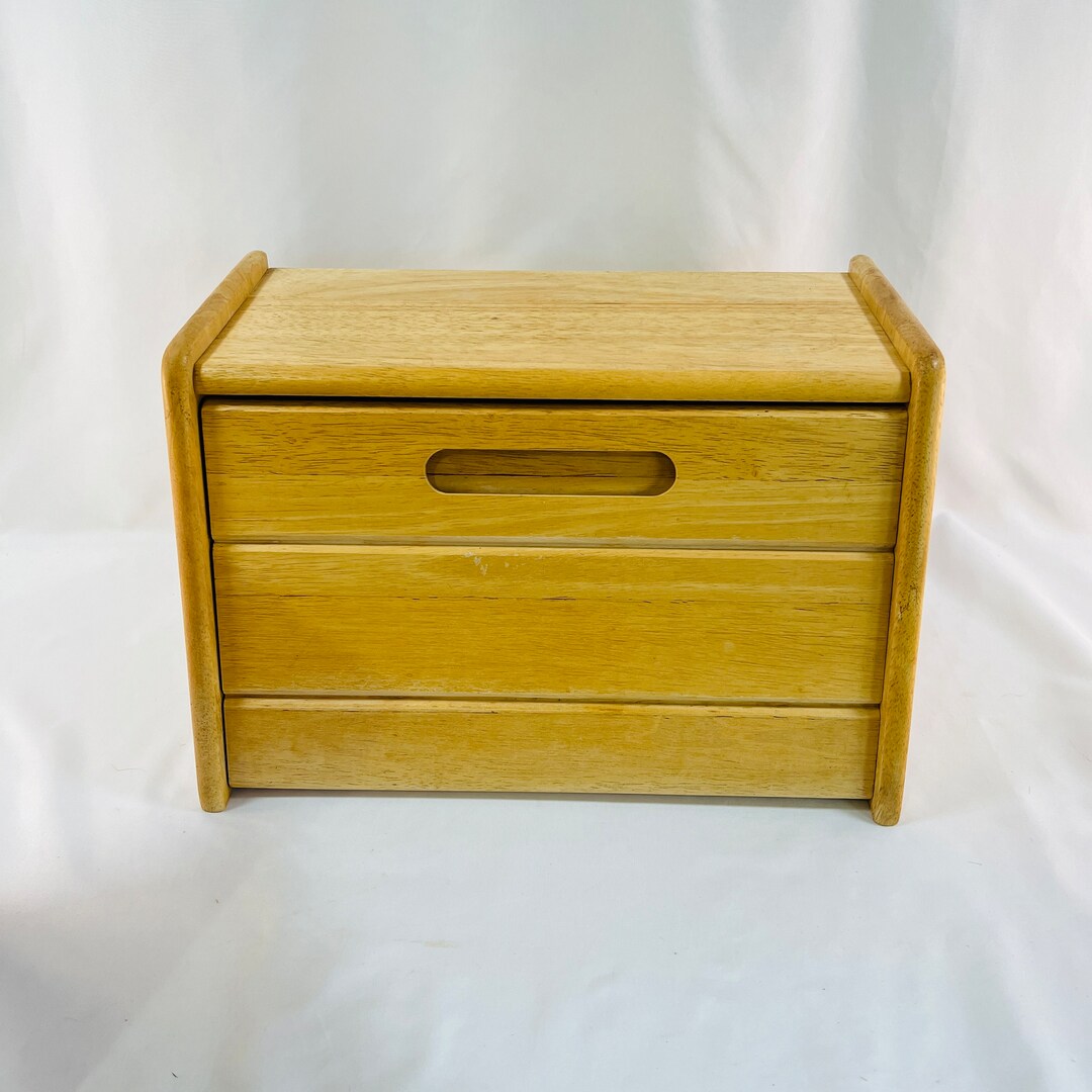 Solid Wood Bread Box in Great Vintage Condition, Roomy Inside, Smooth