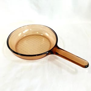 7&quot; Vision Corning France Skillet, Waffle Bottom, 7&quot; Wide, Vintage Smoke Brown Vision Corning Skillet, Made in USA