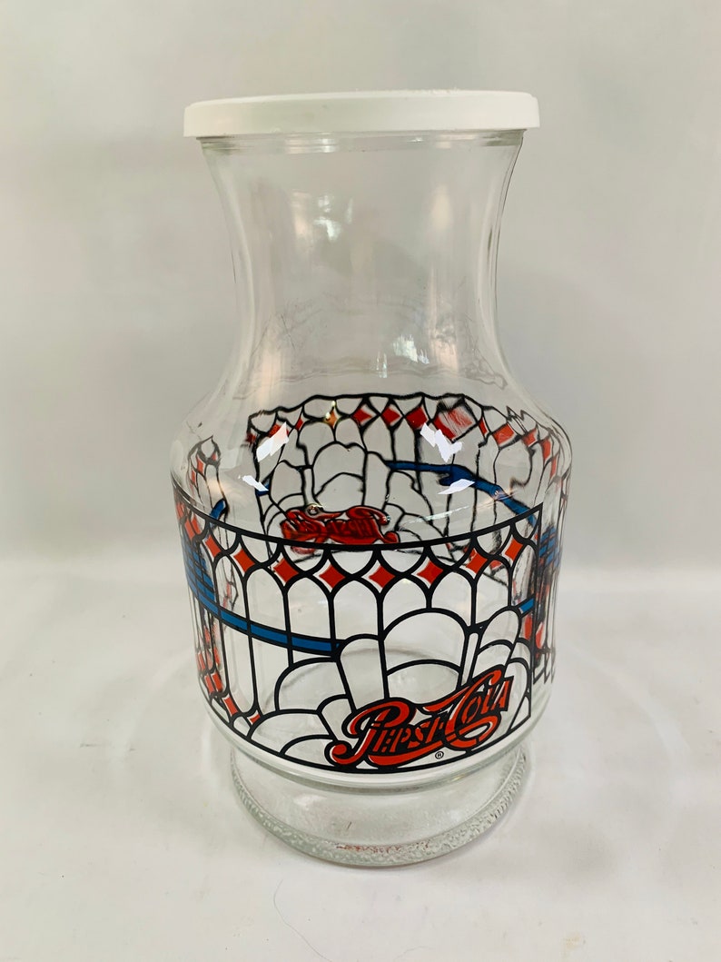 Bright Colors Throughout Pepsi-Cola Design on One Both Sides Classic Pepsi-Cola Juice PitcherCarafe Holds 2 Quarts