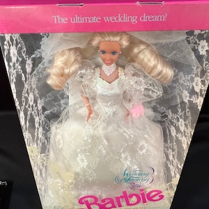 New Vintage 1989 Wedding Fantasy Barbie in Original Box, Good Condition, Collectible Barbie Doll