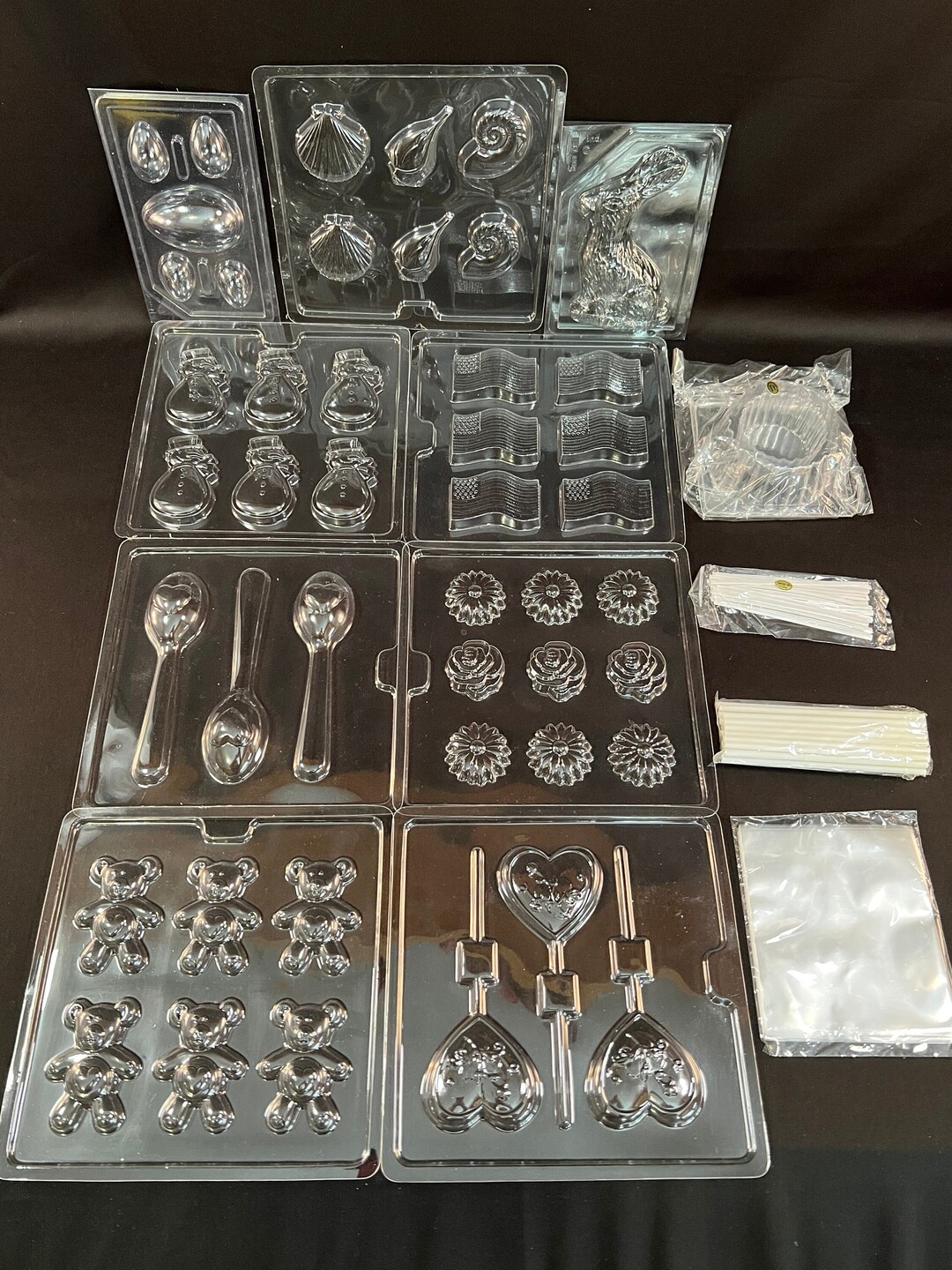 10 Plastic Candy Molds, 7 Flat and 3 Bonus Whole Molds, All New Never