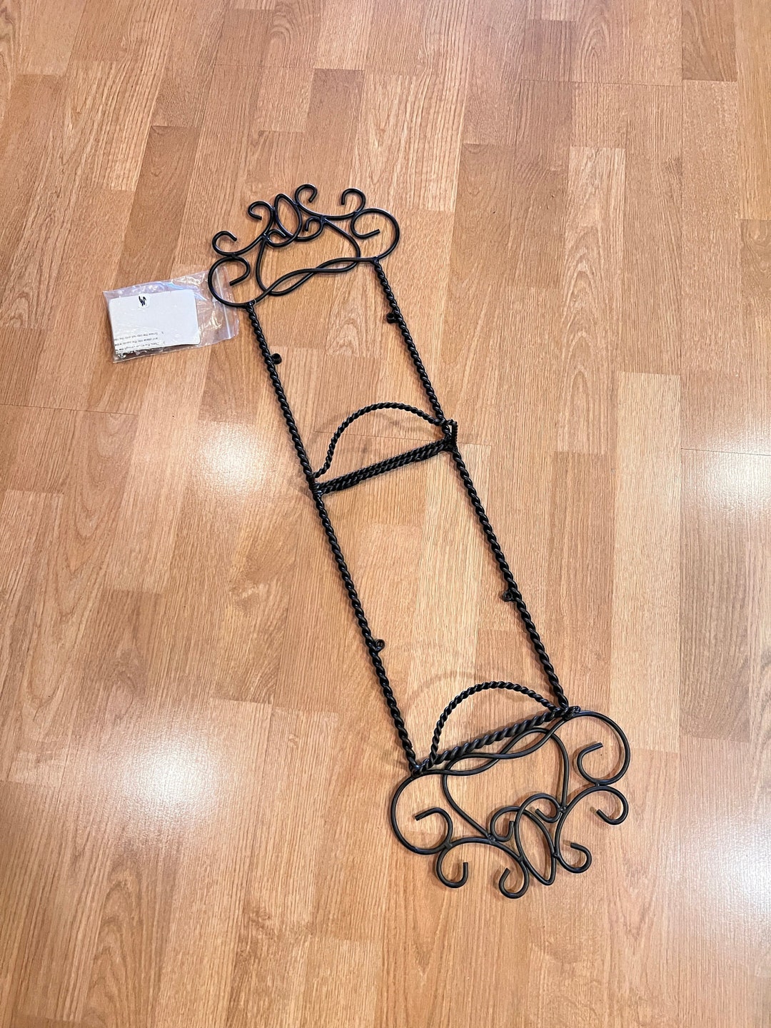 2 Plate Black Metal Vertical Wall Mount Plate Holder With Screws, Holds