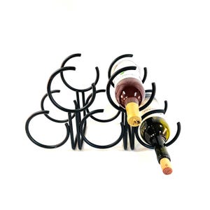 Unique 5 Bottle Wine Rack, Black Metal Sturdy Wine Rack, Holds 5 Wine Bottles, Wrought Iron Wine Bottle Rack