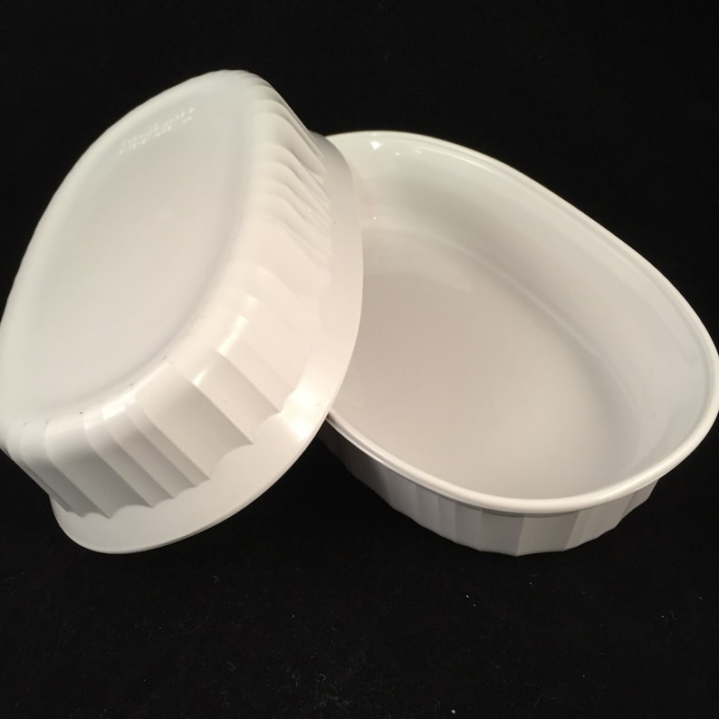 Set of French White Corning Ware Dishes, F-15-B, Great Condition, No Chips or Cracks, Very Clean image 3