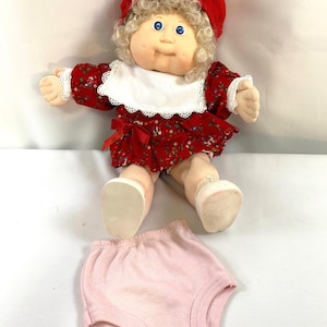 1980's Cabbage Patch Kid with Blond Pony Tail, Collectible Cabbage Patch Kid, Extra Pink Under Ware and a Red Hat, Cabbage Patch Vintage