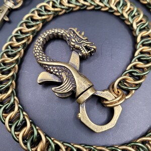 Brass & Olive Green Anodized Aluminum Wallet Chain