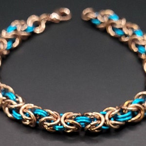 Copper and Teal Byzantine Bracelet