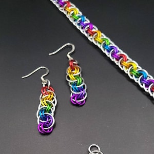 Rainbow Anodized Aluminum Bracelet, Earrings & Pendant