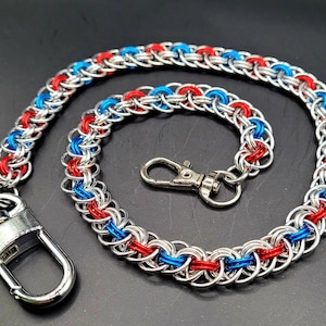 Cadena de cartera roja, blanca y azul