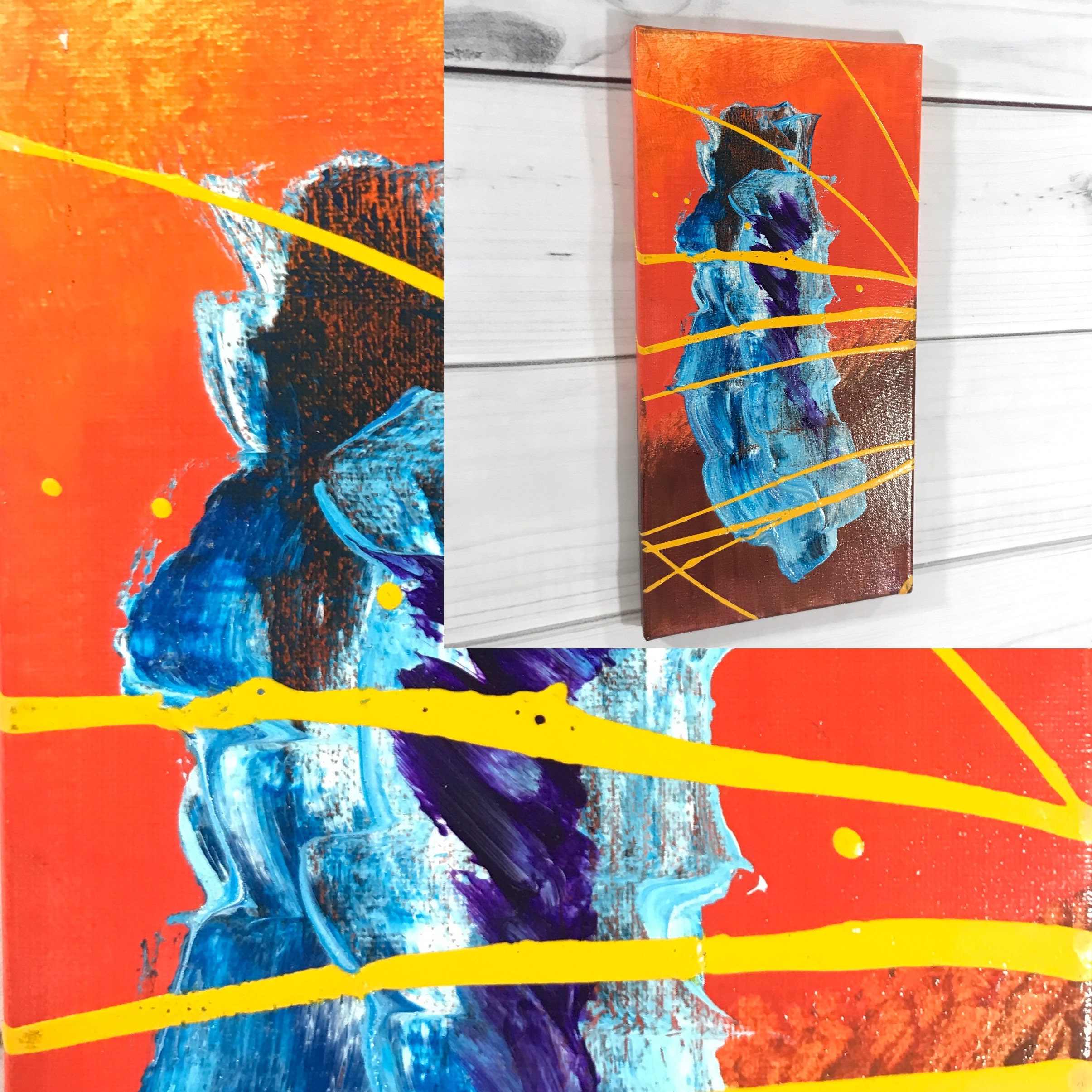 3 Piece Original Gestural Painting Series Acrylic Abstract Etsy