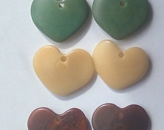 20 Tagua Heart  Shaped Beads
