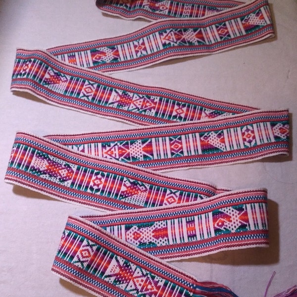 Ecuadorian Sash Belt/ Hand Woven Ethnic Ribbon/ DIY Belt Hand Woven Faja Made in Otavalo Ecuador