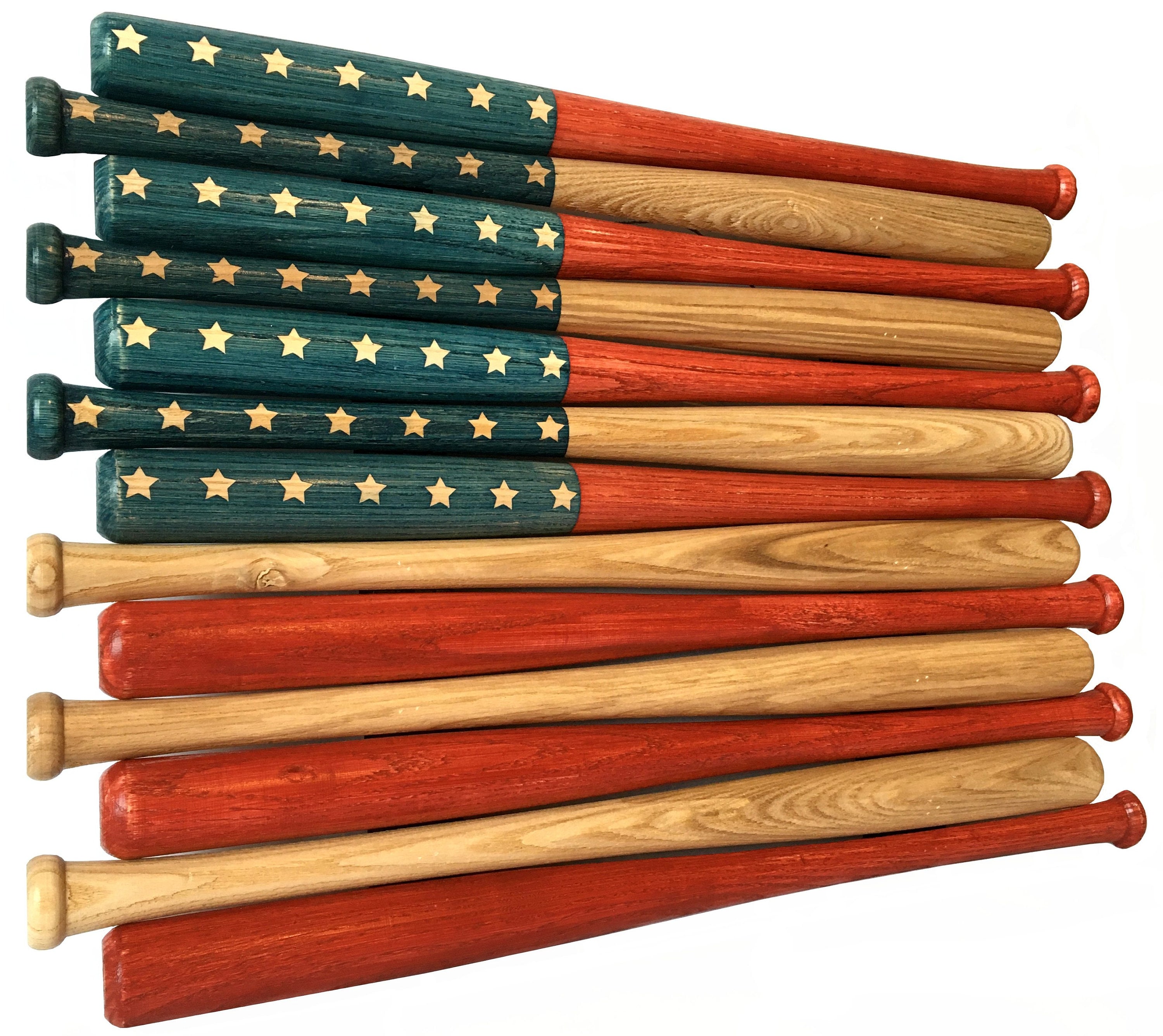 American flag made out of 18 inch baseball bats. Rustic / aged Etsy