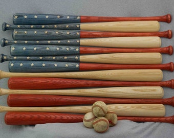 Rustic baseball bat American flag made with 30 inch bats