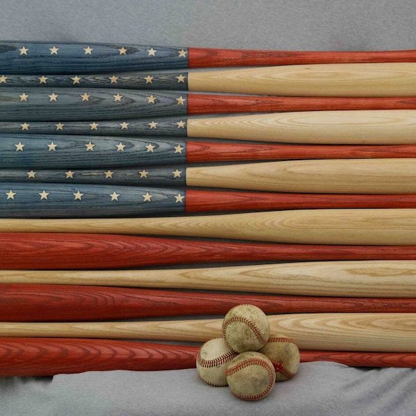 Rustic baseball bat American flag made with 30 inch bats