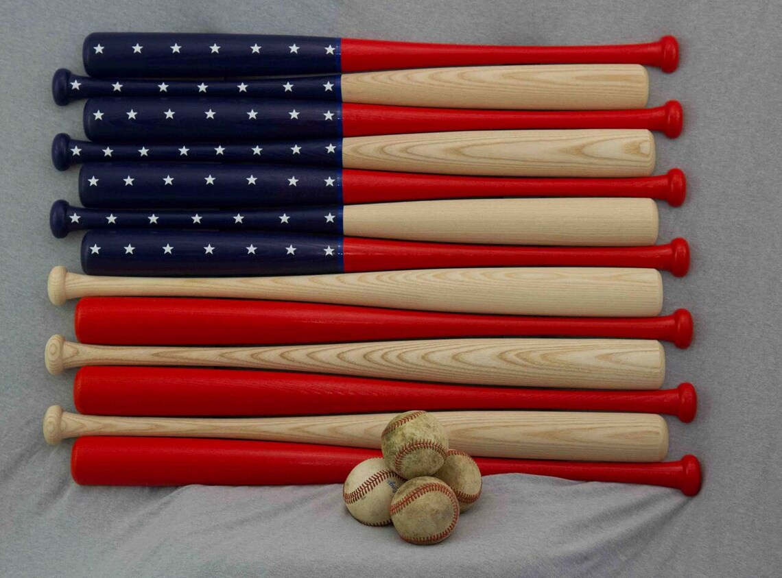 13 Baseball Bat Halves to Make American Flag or Headboard. Etsy