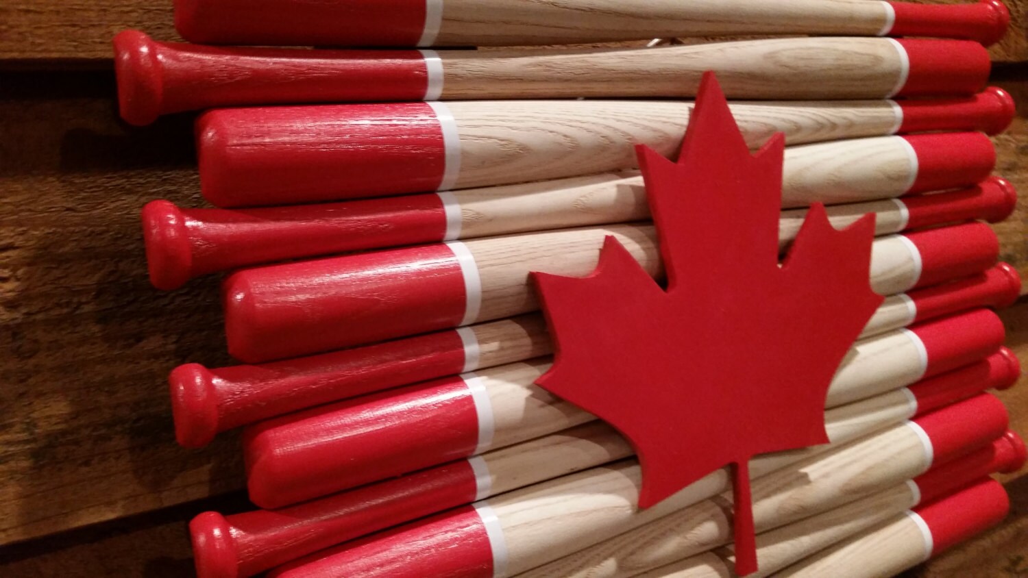 Baseball Bat Canadian Flag 18 inch bats Etsy