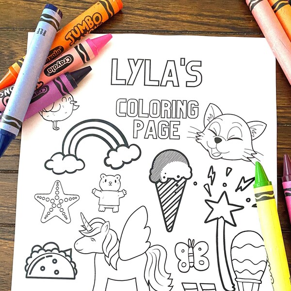 Digital Download | Coloring Page | Personalized Coloring Page | Grayscale | Premium Coloring Page | Lyla's Coloring Page