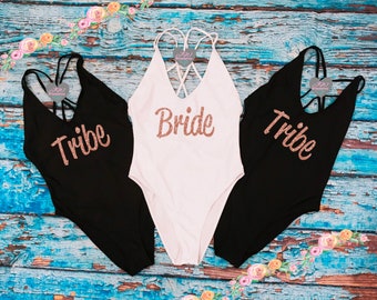 bride and bridesmaids swimsuits